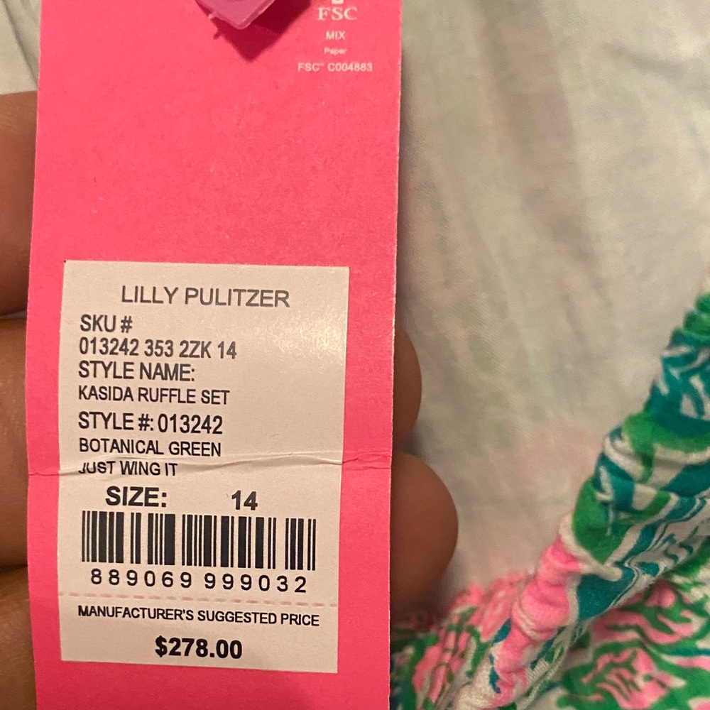 Lilly Pulitzer Pink and Green Tropical Blouse - Picture 2 of 2